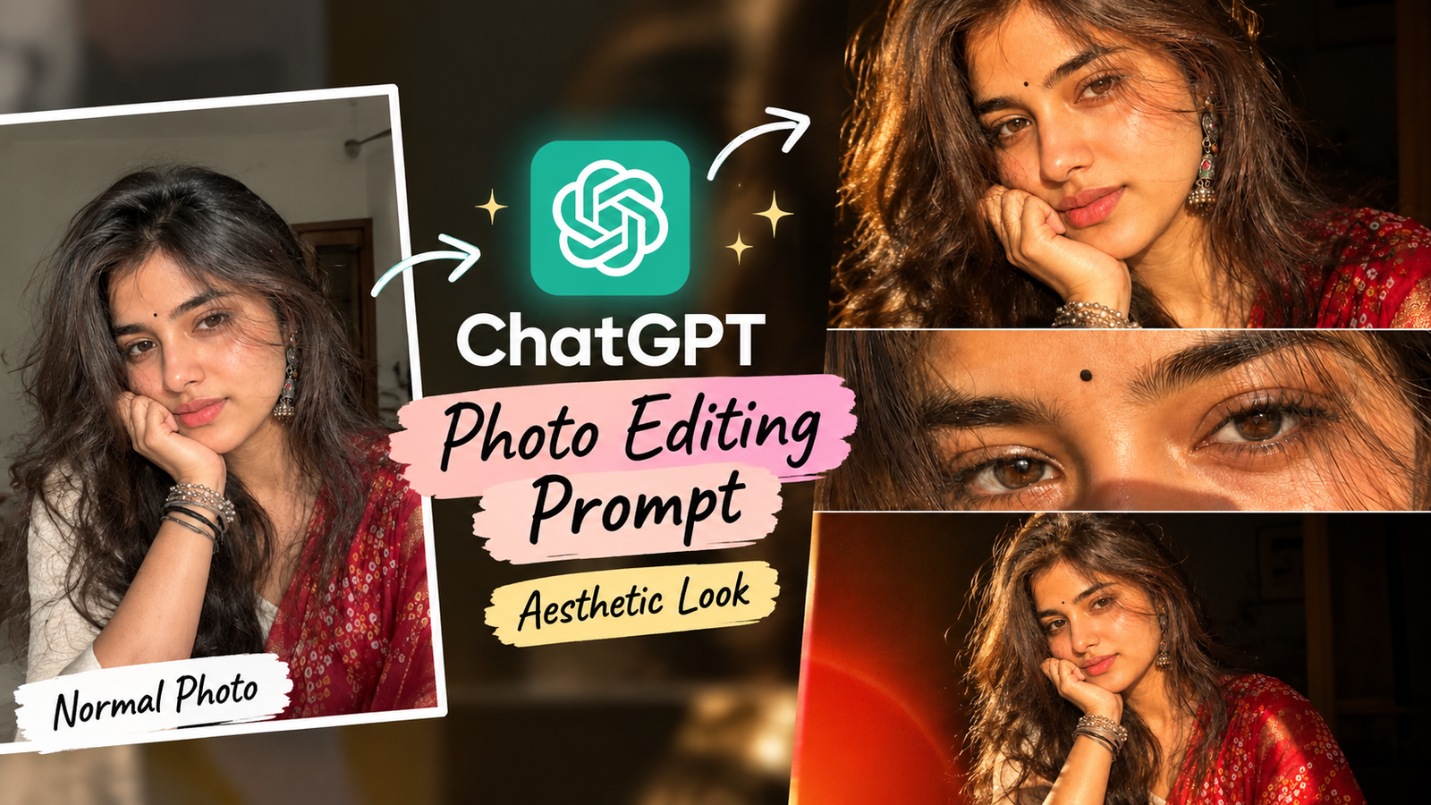 Normal photo edited into a warm flash aesthetic girl portrait using ChatGPT